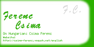 ferenc csima business card